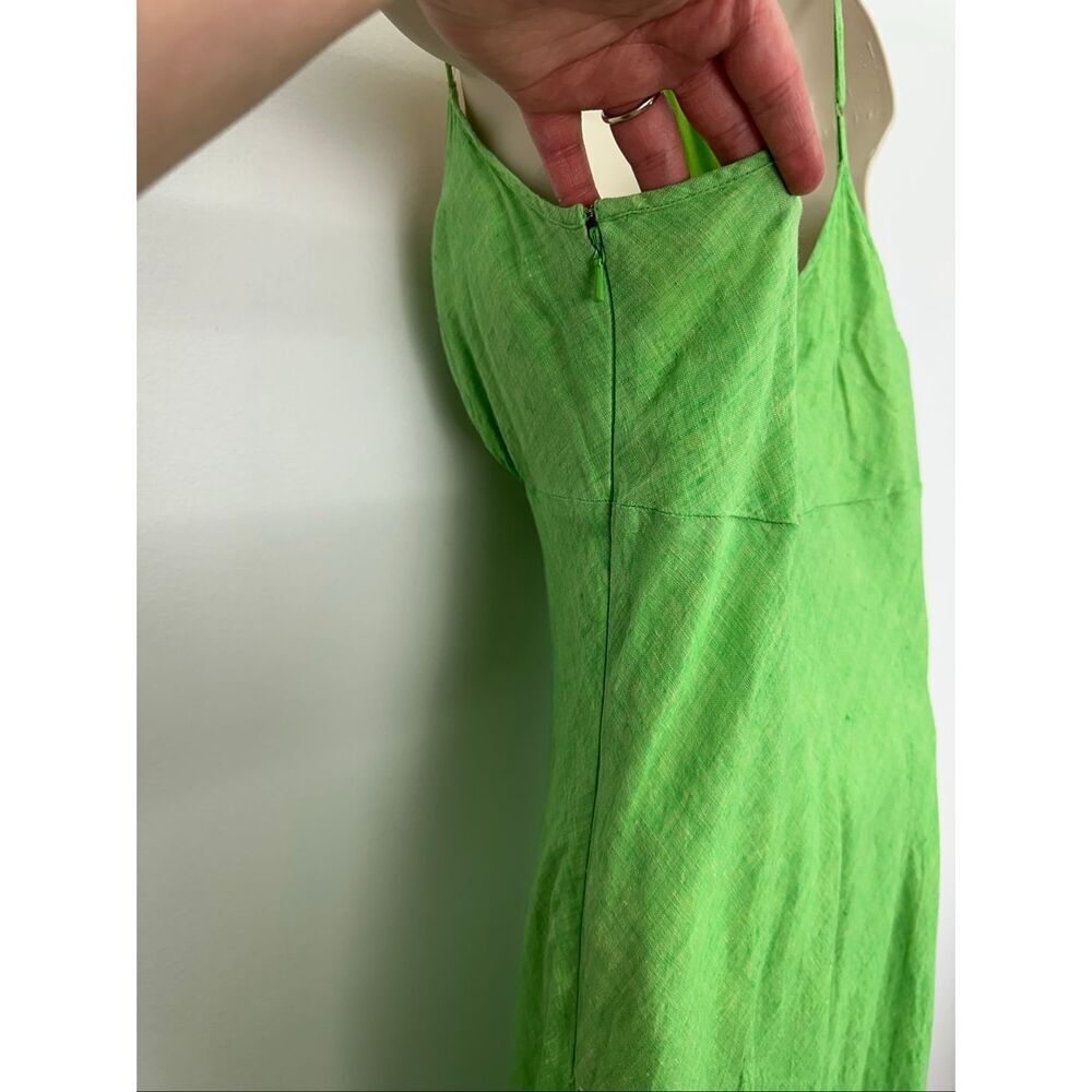 Banana Republic Women’s Y2K Spring Green Linen Spaghetti Strap Asymmetrical Hem - Picture 4 of 12